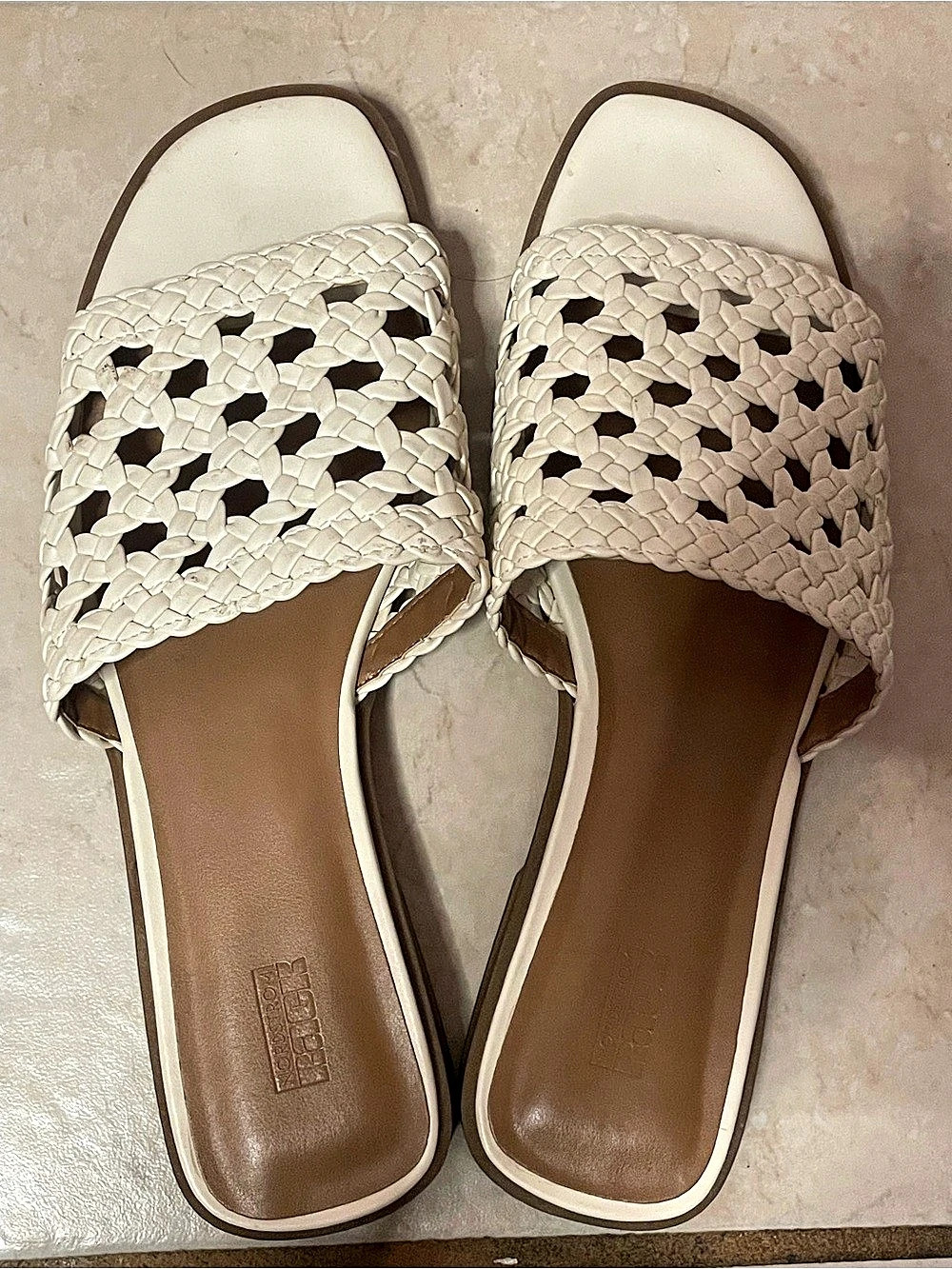 Woven Slide Sandals in White